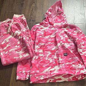 Pink Camo Kids Hoodie by Real Worn, size 14